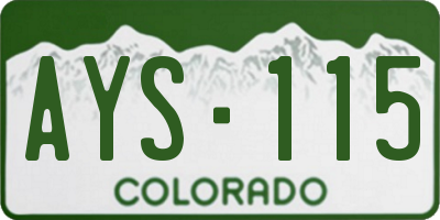 CO license plate AYS115