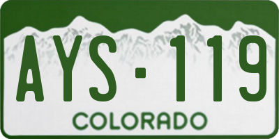 CO license plate AYS119