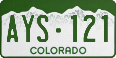 CO license plate AYS121