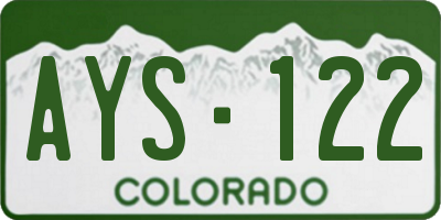 CO license plate AYS122