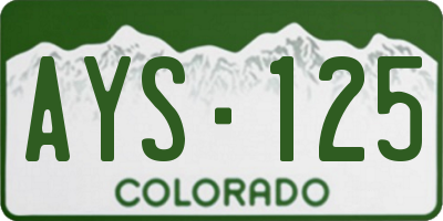 CO license plate AYS125