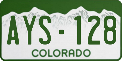 CO license plate AYS128