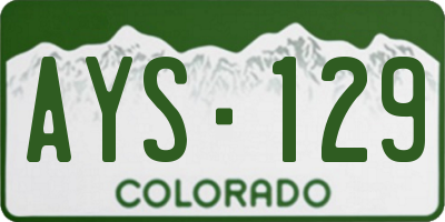 CO license plate AYS129