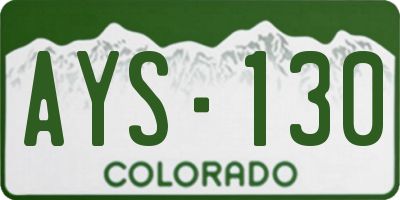 CO license plate AYS130