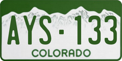 CO license plate AYS133