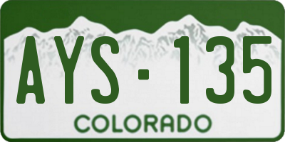 CO license plate AYS135