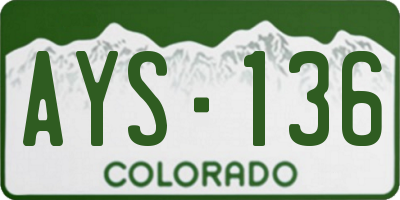 CO license plate AYS136