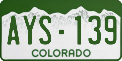 CO license plate AYS139