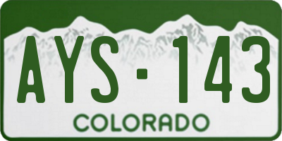 CO license plate AYS143