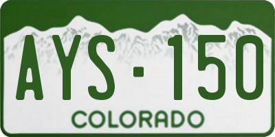 CO license plate AYS150