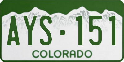 CO license plate AYS151