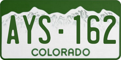 CO license plate AYS162