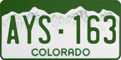 CO license plate AYS163