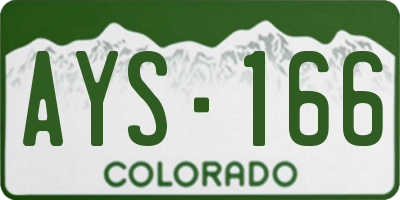 CO license plate AYS166