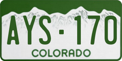 CO license plate AYS170
