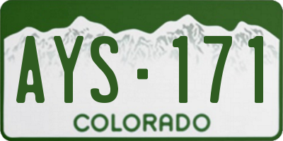 CO license plate AYS171