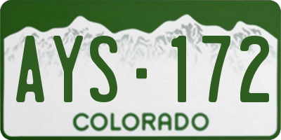 CO license plate AYS172