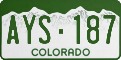 CO license plate AYS187