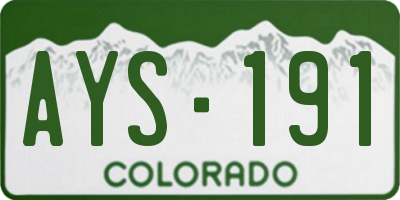 CO license plate AYS191