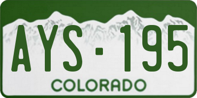CO license plate AYS195
