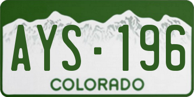 CO license plate AYS196