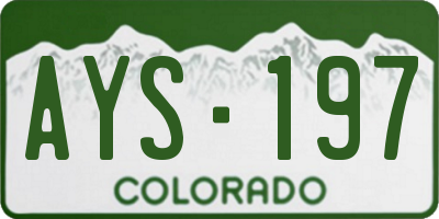 CO license plate AYS197