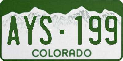 CO license plate AYS199