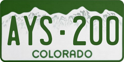 CO license plate AYS200