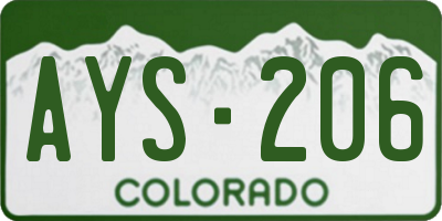 CO license plate AYS206