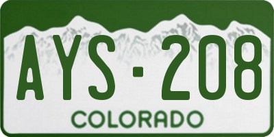 CO license plate AYS208