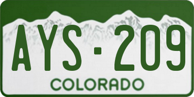 CO license plate AYS209