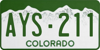 CO license plate AYS211