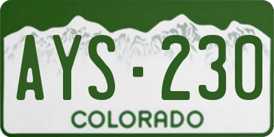 CO license plate AYS230