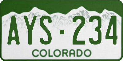 CO license plate AYS234