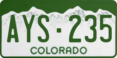CO license plate AYS235