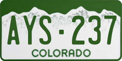 CO license plate AYS237