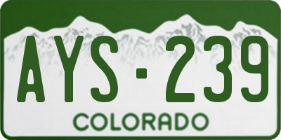 CO license plate AYS239