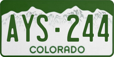 CO license plate AYS244