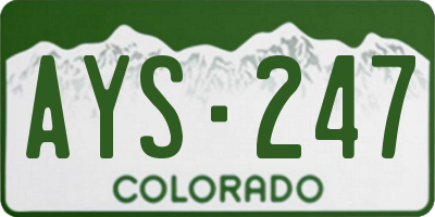 CO license plate AYS247