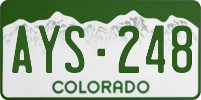 CO license plate AYS248