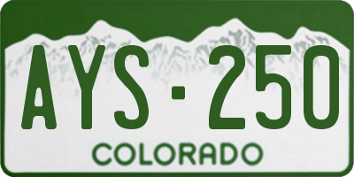 CO license plate AYS250