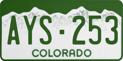 CO license plate AYS253