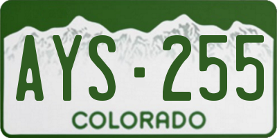 CO license plate AYS255