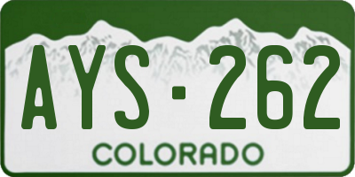 CO license plate AYS262