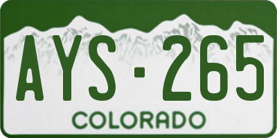 CO license plate AYS265