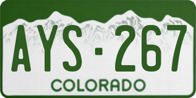 CO license plate AYS267