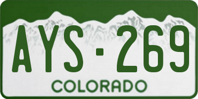 CO license plate AYS269