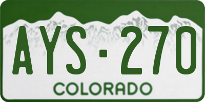 CO license plate AYS270