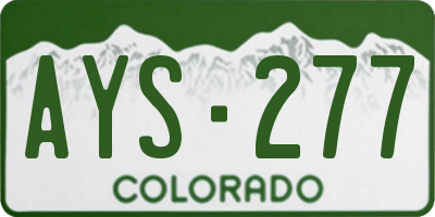 CO license plate AYS277