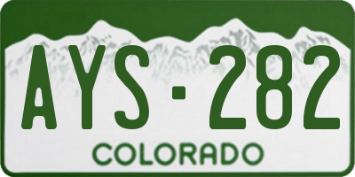 CO license plate AYS282